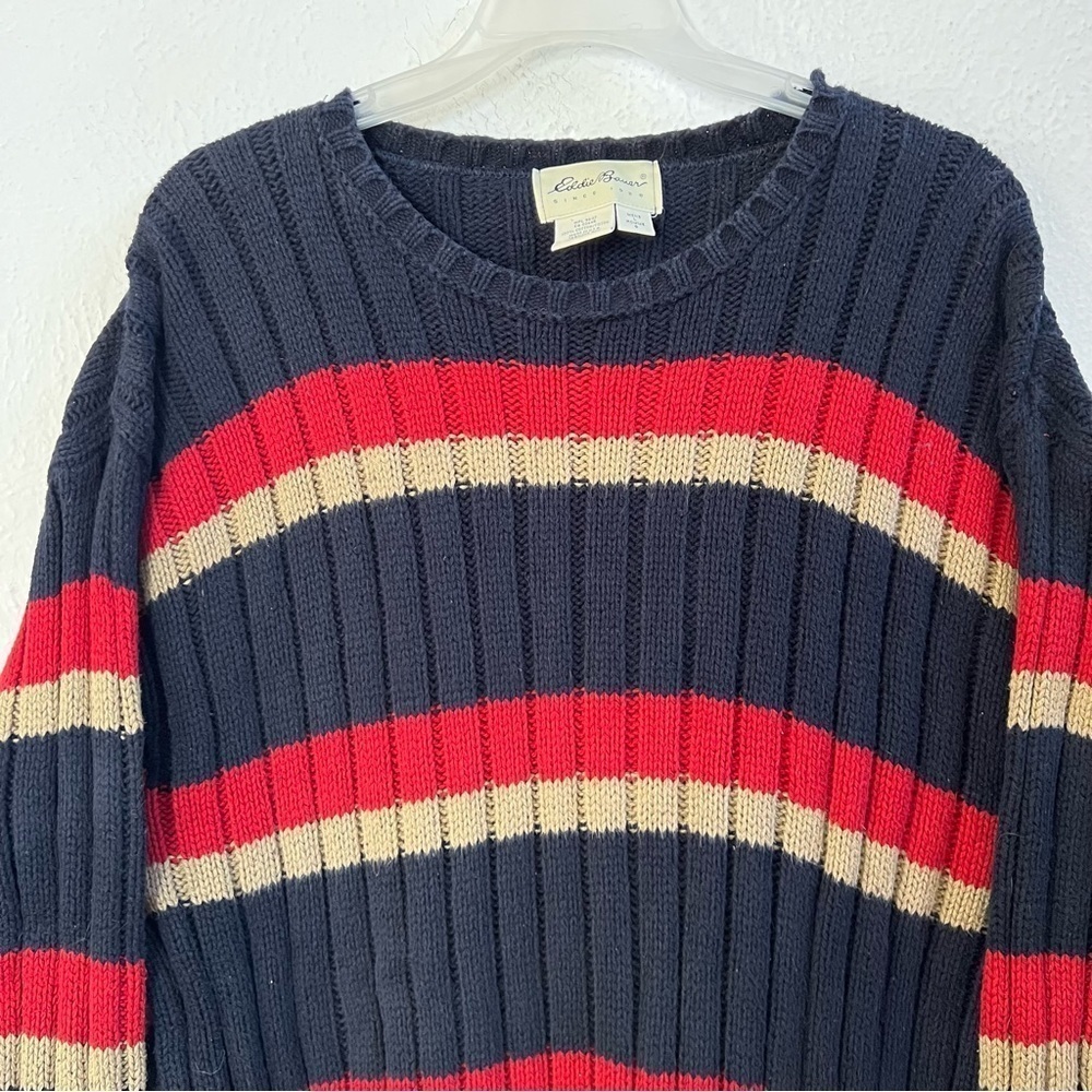 Eddie Bauer blue stripe crew neck sweater - Picture 2 of 7